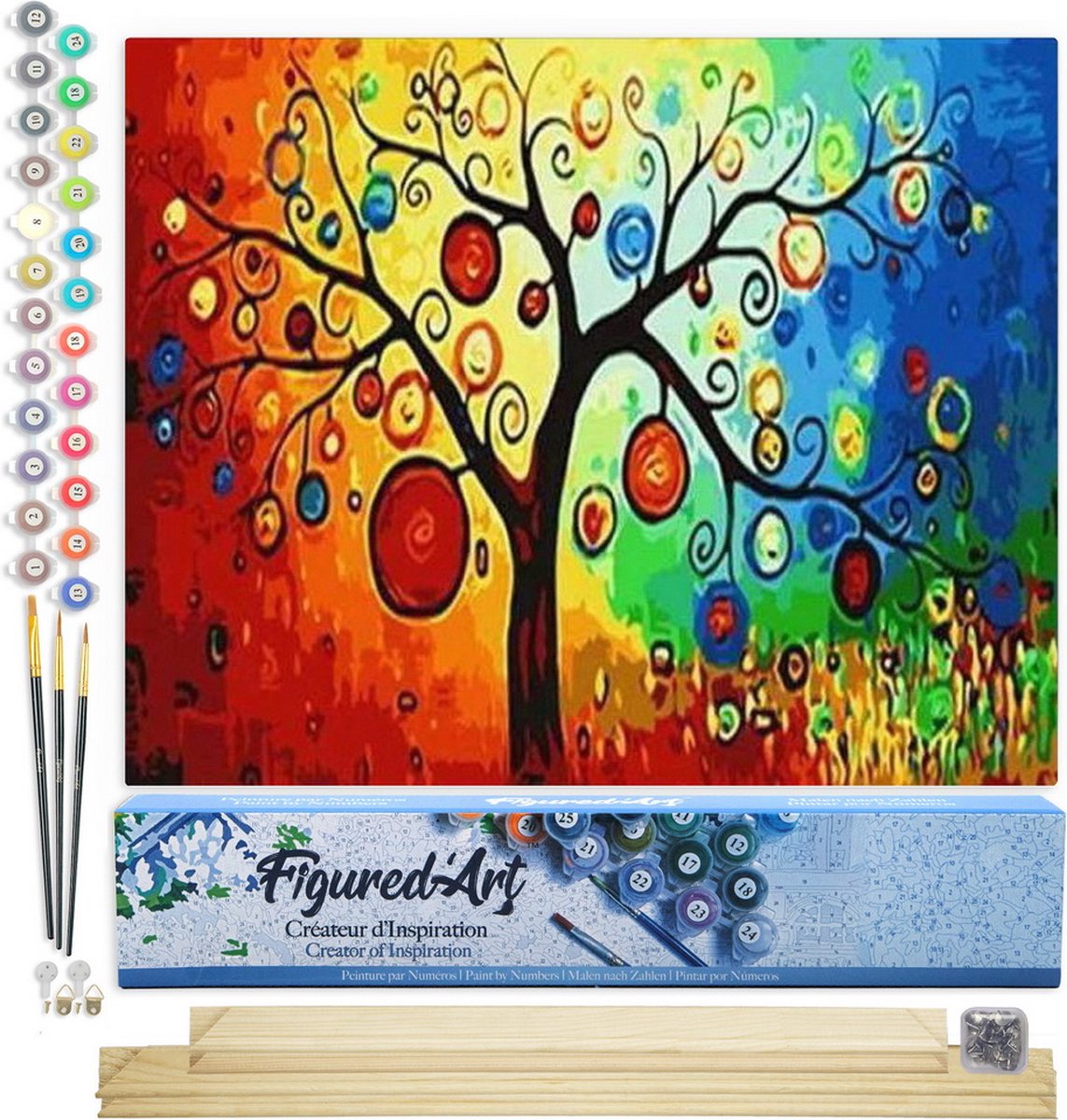 FiguredArt Schilderen op Nummer Volwassenen canvas Hangende lantaarns - Handwerk acrylverf Kit DIY Compleet - 40x50cm met DIY houten lijst